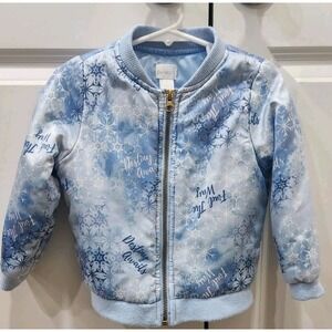 Disney Frozen 2 Snowflakes Toddler Girlls‎ Bomber Puffy Jacket Coat Zip Size 3T